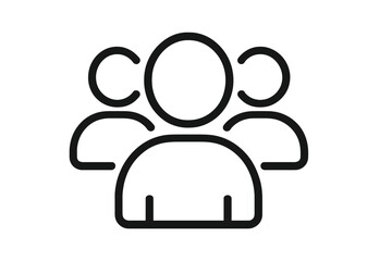 Group of people line icon. Users symbol for web design or mobile app. Teamwork and community concept. Social network sign for logo. Outline pictogram for business profile.