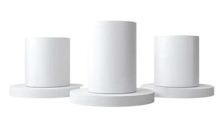 Three white cylindrical pedestals (1)
