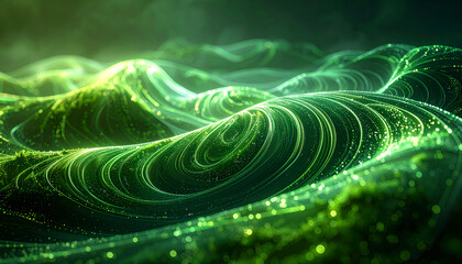 Abstract Green Energy Swirling Particle Waves