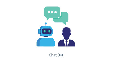 Vector illustration of chat bot concept with robot and human for artificial intelligence and communication