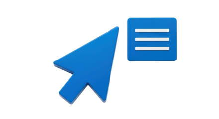 Isolated pointer cursor and menu icon for interface navigation, user experience