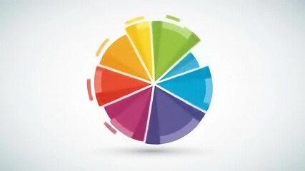 Colorful abstract pie chart spinning against a light background, symbolizing data visualization and analysis - Powered by Adobe