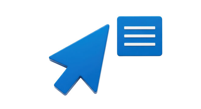 Isolated pointer cursor and menu icon for interface navigation, user experience
