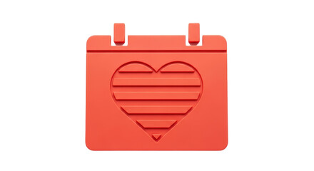 Isolated heart-shaped calendar illustration for Valentine's Day or scheduling love-related events