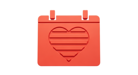 Isolated heart-shaped calendar illustration for Valentine's Day or scheduling love-related events