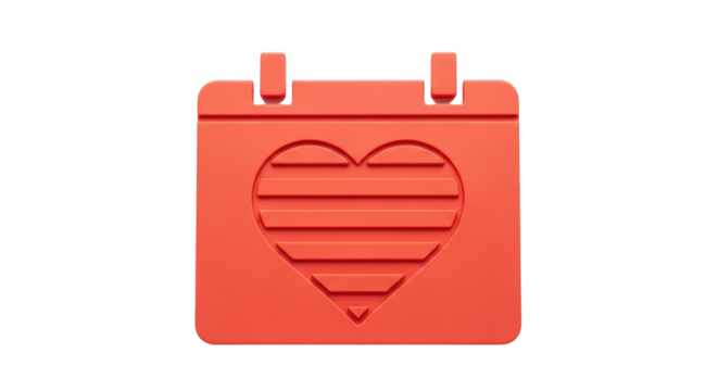 Isolated heart-shaped calendar illustration for Valentine's Day or scheduling love-related events