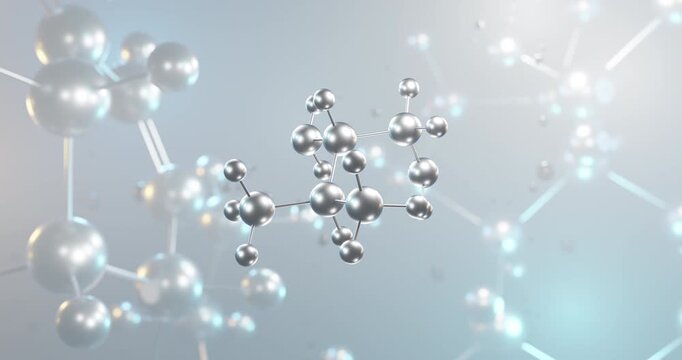 Valinol rotating 3d molecule, molecular structure of amino alcohol seamless video

