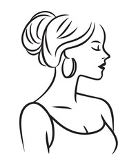 Elegant woman face line art portrait minimalist style.