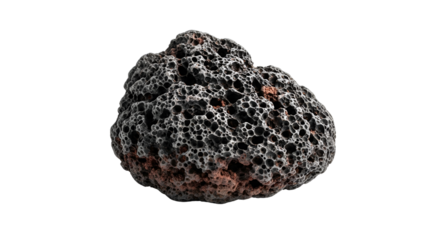 Porous lava rock specimen isolated PNG with Transparent Background