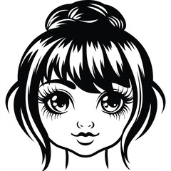 Black and white monochrome portrait shows a beautiful woman with a hair bun smiling