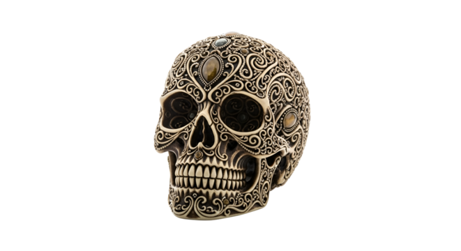 Ornate skull decoration isolated PNG with Transparent Background