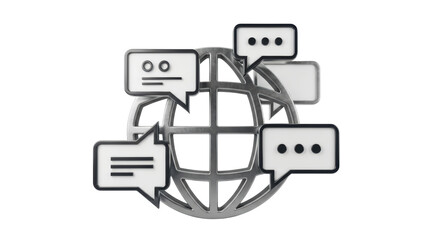 Isolated global communication concept, web connection with speech bubbles and networking theme