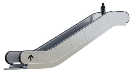 Isolated Escalator going up in a public space or building used by people to travel up floors