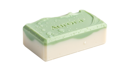 Aurora soap bar with water droplets isolated PNG with Transparent Background