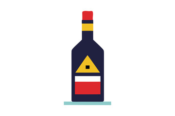 Stylized wine bottle geometric shapes, a triangle, rectangle, horizontal stripe in a modern design