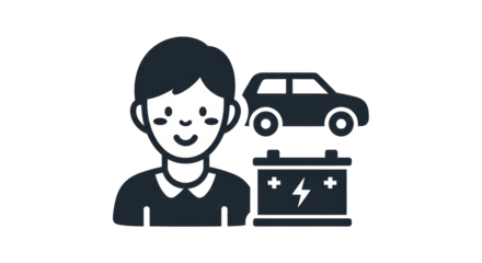 Isolated Mechanic with car battery providing vehicle maintenance and customer service