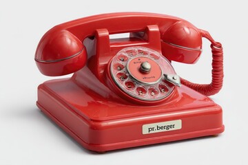 Red vintage rotary dial telephone (1)