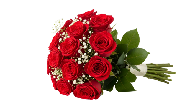 Bouquet of red roses for love and appreciation isolated PNG with Transparent Background