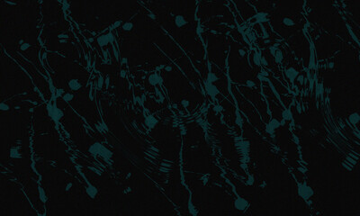 Abstract dark background with teal and blue paint splatters and drips