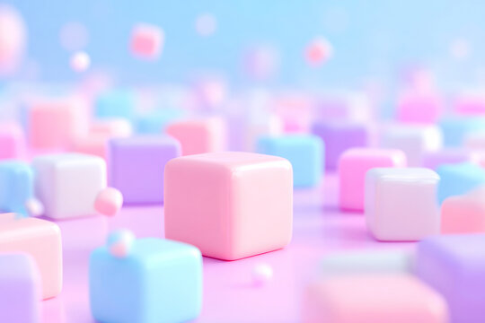 A simple and beautiful abstract render of a background with pastel cubes