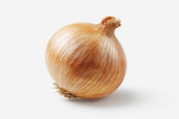 Single onion, light tan, smooth skin, whole,  fresh,  isolated