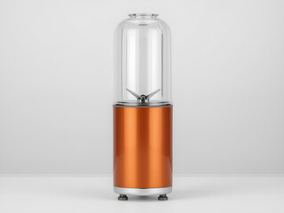 Minimalist Orange Portable Electric Blender with Transparent Glass Jar and Stainless Steel Blade