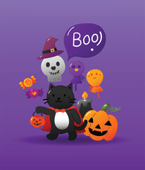 Set of Hand drawn halloween element vector illustration design.