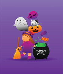 Set of Hand drawn halloween element vector illustration design.