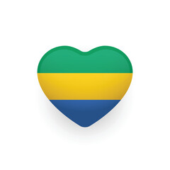 National flag of Gabon. Gabonese flag shaped as heart. Vector Illustration.