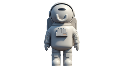 Isolated Astronaut Cartoon Figure for Science Fiction, Space Exploration Themes