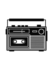 Retro cassette boombox stereo with handle and speaker grille