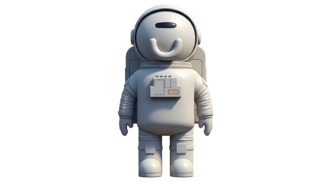Isolated Astronaut Cartoon Figure for Science Fiction, Space Exploration Themes