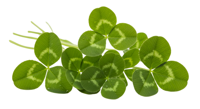 Four-leaf clover for St. Patrick's Day luck isolated PNG with Transparent Background