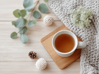Fototapeta premium Cozy Winter Tea: A Relaxing Moment of Tranquility