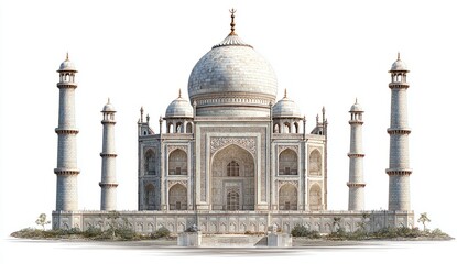 Obraz premium White Marble Taj Mahal Landmark Iconic Architectural Monument in Bright Sky