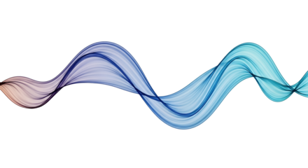 Abstract flowing blue and purple gradient wave design isolated PNG with Transparent Background