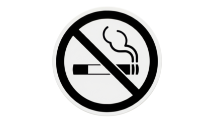 Isolated No Smoking Sign symbol, cigarette banned in circle, risk from smoke, health hazard