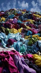 Textile Mountain: Discarded Colorful Clothes Pile