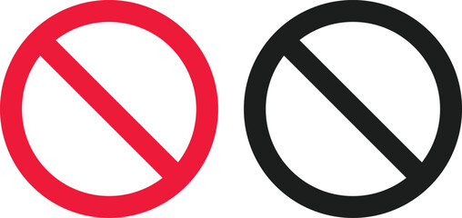 Ban icon set. prohibition sign.  Restriction or forbidden symbol
