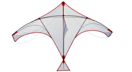 Isolated delta wing kite toy in upward angle flight ready with the wind, fly up high