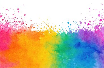 Fototapeta premium Abstract watercolor splatter, rainbow hues on white background