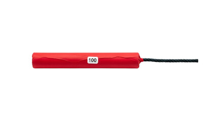 Fototapeta premium Small cylindrical red dynamite stick with number 100 isolated PNG with Transparent Background