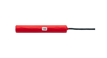 Small cylindrical red dynamite stick with number 100 isolated PNG with Transparent Background
