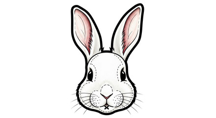 Isolated Cute Rabbit Head Cartoon Illustration for Easter and Springtime Designs