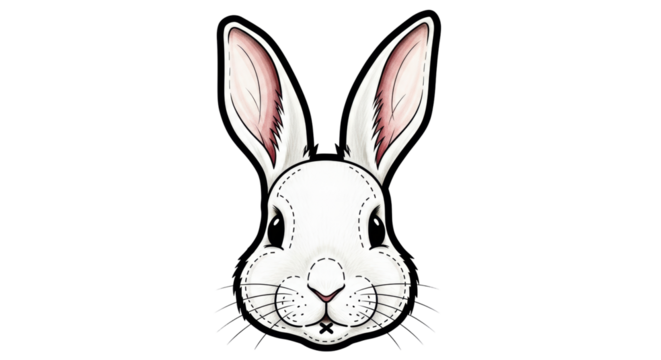 Isolated Cute Rabbit Head Cartoon Illustration for Easter and Springtime Designs