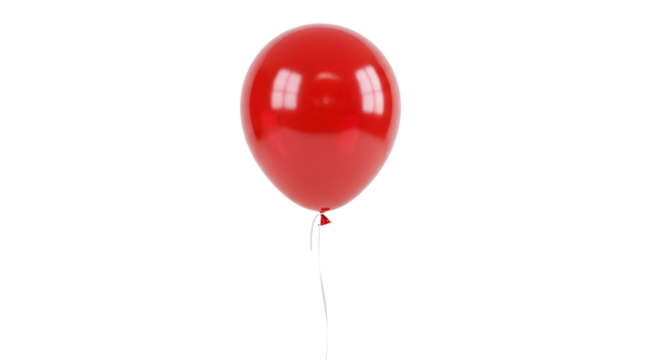 Single red balloon for party decoration isolated PNG with Transparent Background