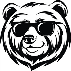 Obraz premium Cool black and white bear is smiling and wearing sunglasses for a fun vibe