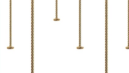 Gold ropes, hanging straight, on white background