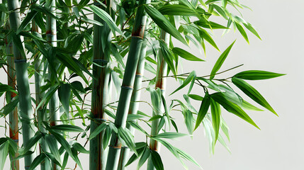 Vibrant green bamboo stalks and leaves sway gently, creating a serene and natural backdrop for peaceful meditation or wellness themes.