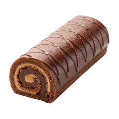 Chocolate swiss roll. isolated on white background.